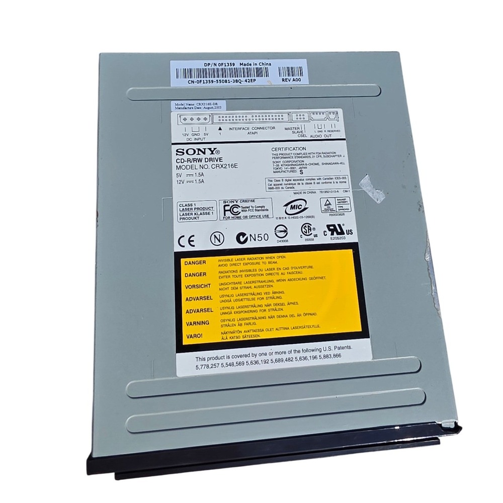 Sony CRX216E-DR CD-R/RW Internal Drive ATAPI IDE 52x‎ DP/N 0F1359 Vintage 2003